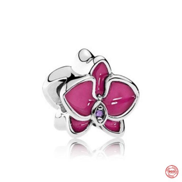 Новый розовый кулон в форме бабочки с цветком, подвеска из бисера, модный оригинальный браслет из стерлингового серебра 925 пробы для женщин, ювелирные изделия своими руками, подарок