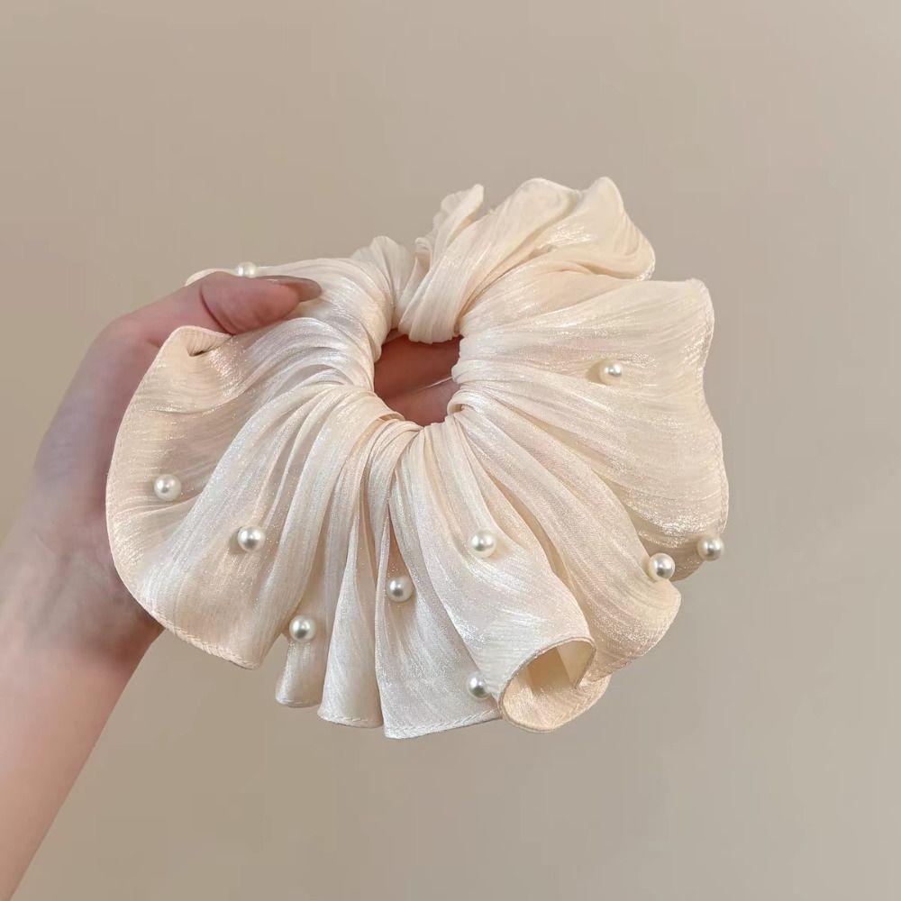 Cloth Elastic Scrunchies French Style Pearls Hair Rope Elegant Women Hair Scrunchies Women