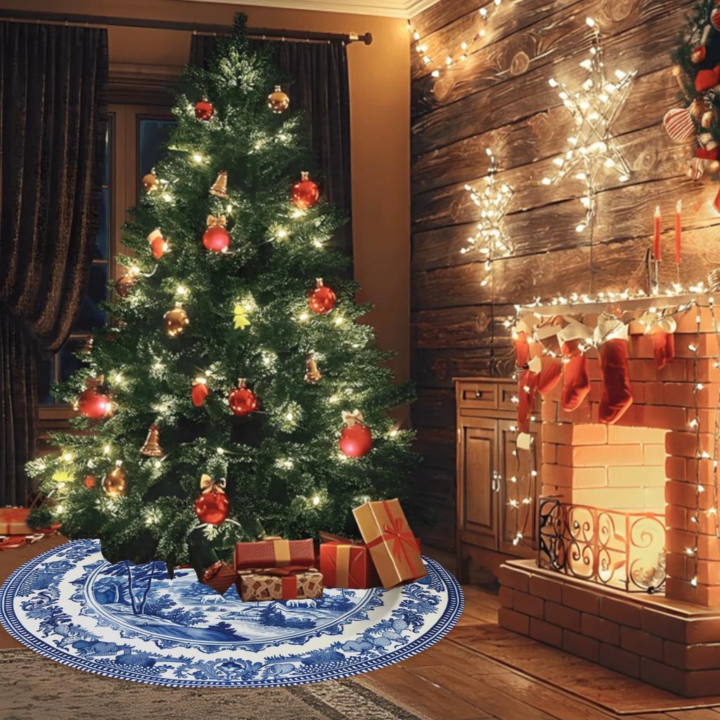 VIKAMA Blue Christmas Tree Dress - Durable, Stain-Resistant And Easy To Clean. Ideal For Indoor Terrace Party Decoration.