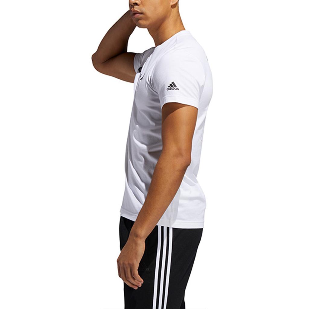 Adidas T Shirts Men's White Crew Neck Moderate Straight Fit FT2796