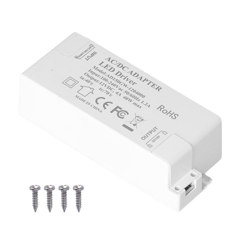 Светодиодный драйвер DC12V 4A 48W Светодиодный трансформатор Блок питания для лампы Трансформатор для дома AC100‑240V