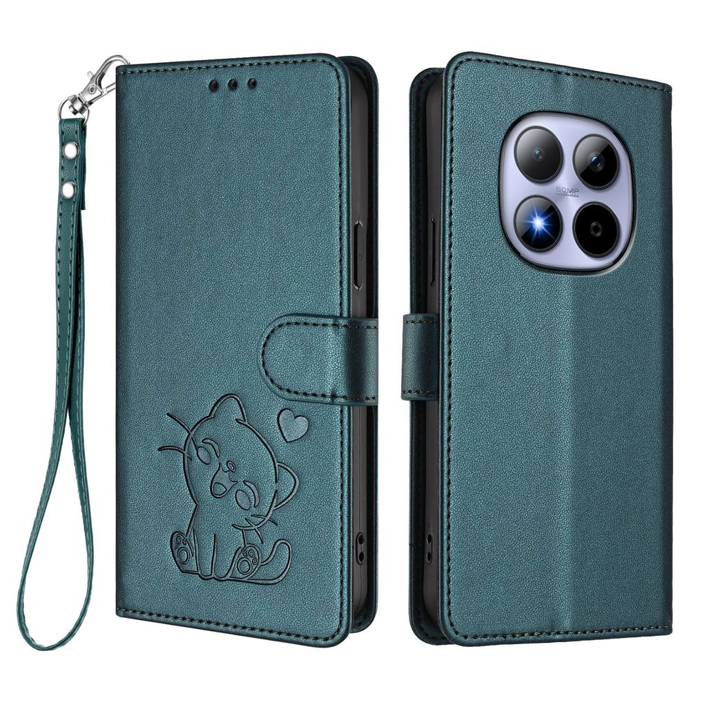 For Xiaomi Redmi Note 15 Pro 5G Wallet Case with Wrist Strap Love Cat Pattern Imprint Leather Phone Cover