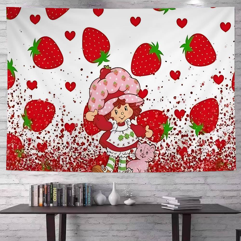 SStrawberryshortcake Girl Anime Tapestry Hanging Tarot Hippie Wall Rugs Dorm Wall Hanging Sheets