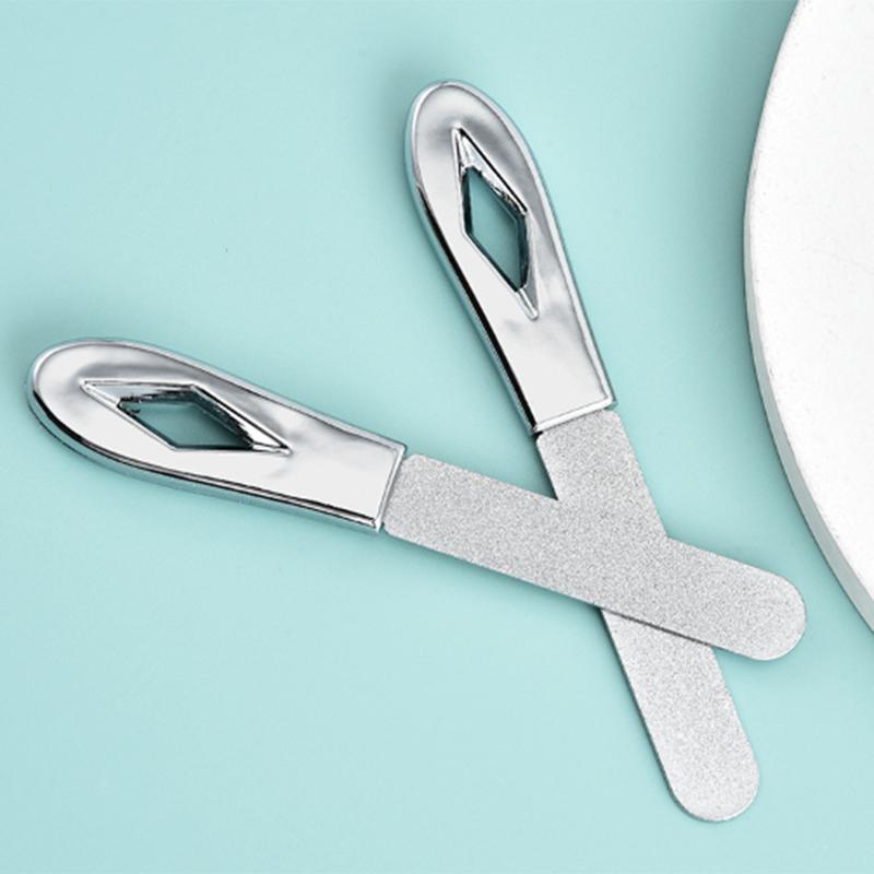 Пилочки для ногтей из нержавеющей стали Двусторонние пилочки для ногтей Ручка с противоскользящим покрытием Пилочка для ногтей с алмазным напылением Легко наждачные доски