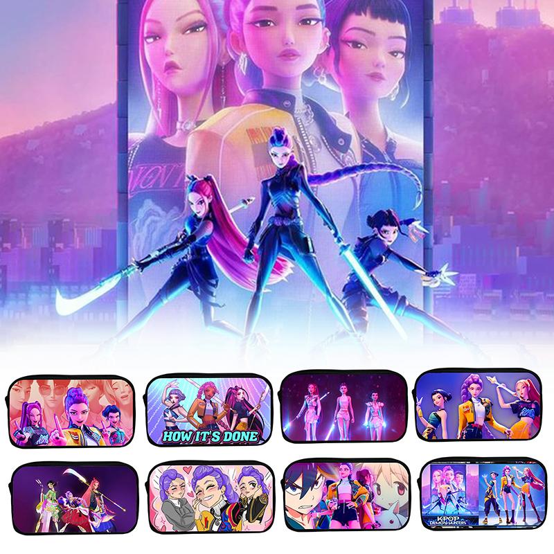 Kpop Охотники на демонов Студенческий пенал Мультяшный Вместительный пенал Канцелярские принадлежности Сумка для хранения косметики для девочки Подарки