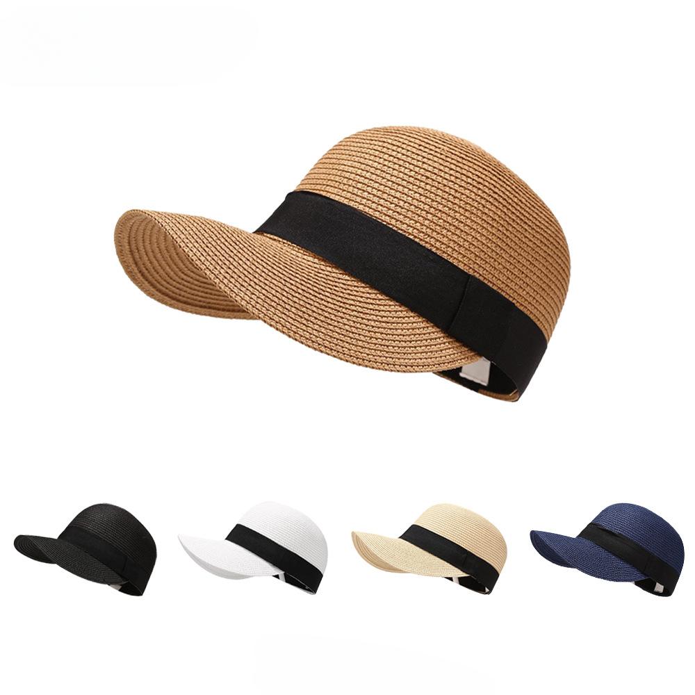 Women's Fashion Summer Sun Hat, Classic Solid Color, Casual Straw Cap, Outdoor Travel Beach Hat