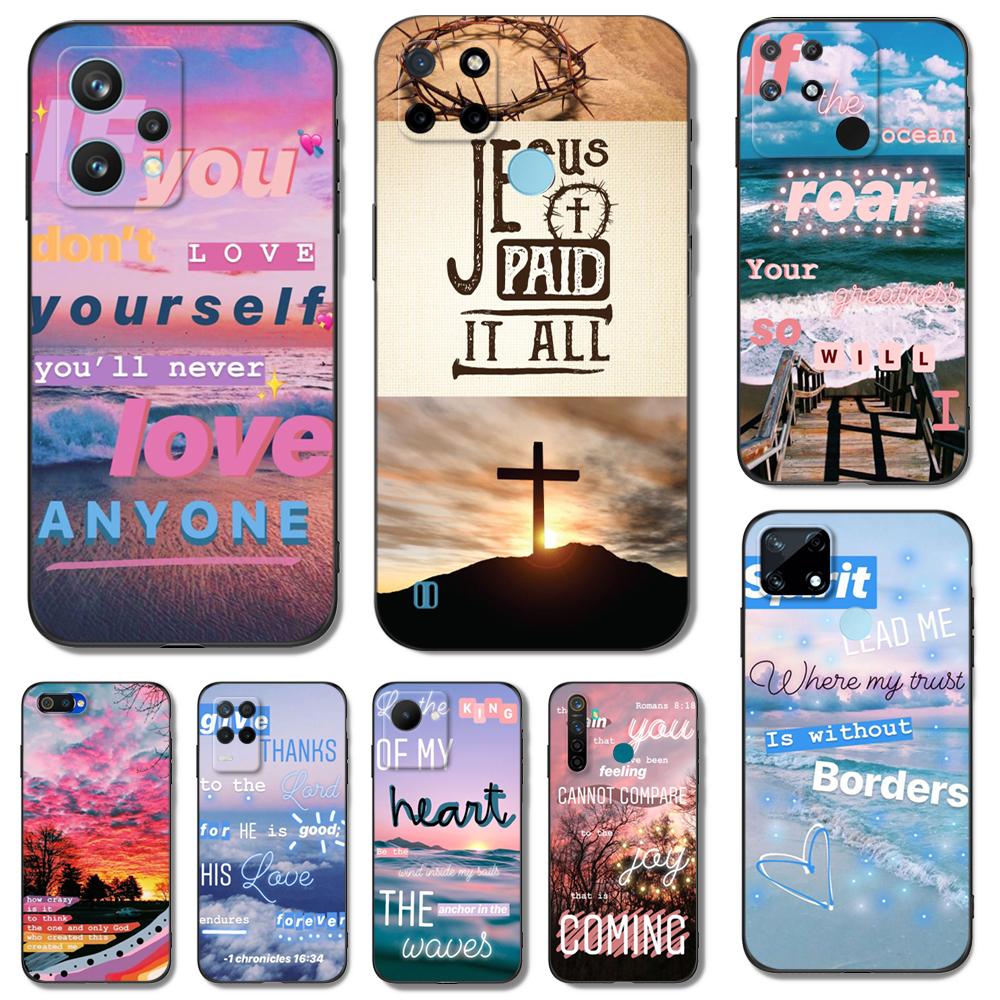 Black Tpu Case For Realme 7i 8i 9 Pro Plus 9i C12 GT Neo2 Narzo 20 30A 50A 50i Christian Jesus Wisdom