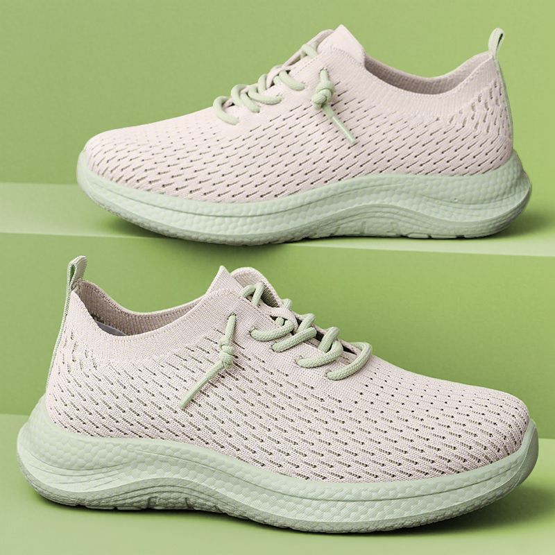 Women's shoes Casual shoes Flying woven breathable single shoes Soft sole Lightweight shoes Women's lace-up shoes