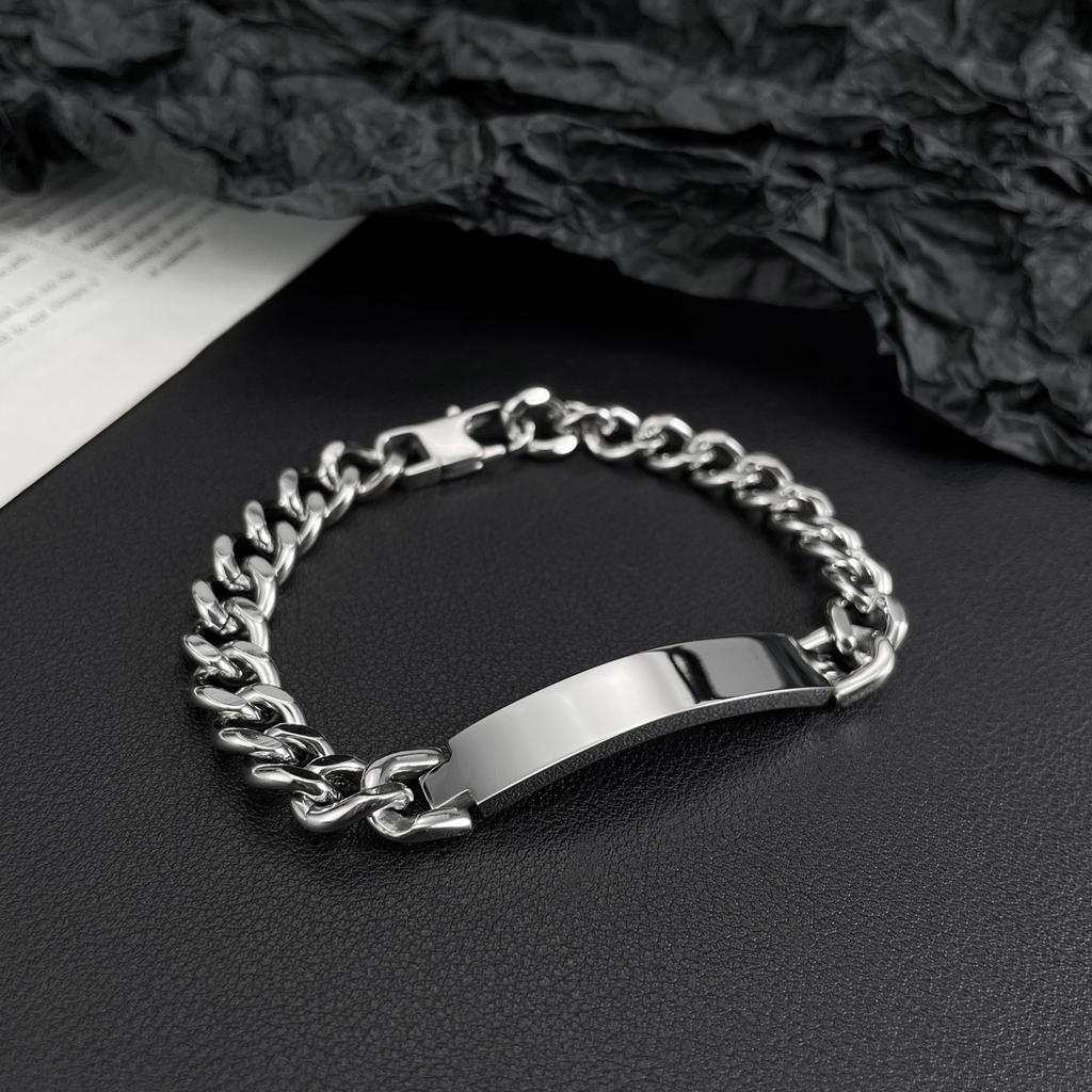 Универсальный персонализированный модный браслет из титановой стали с гладким изогнутым брендом для пары