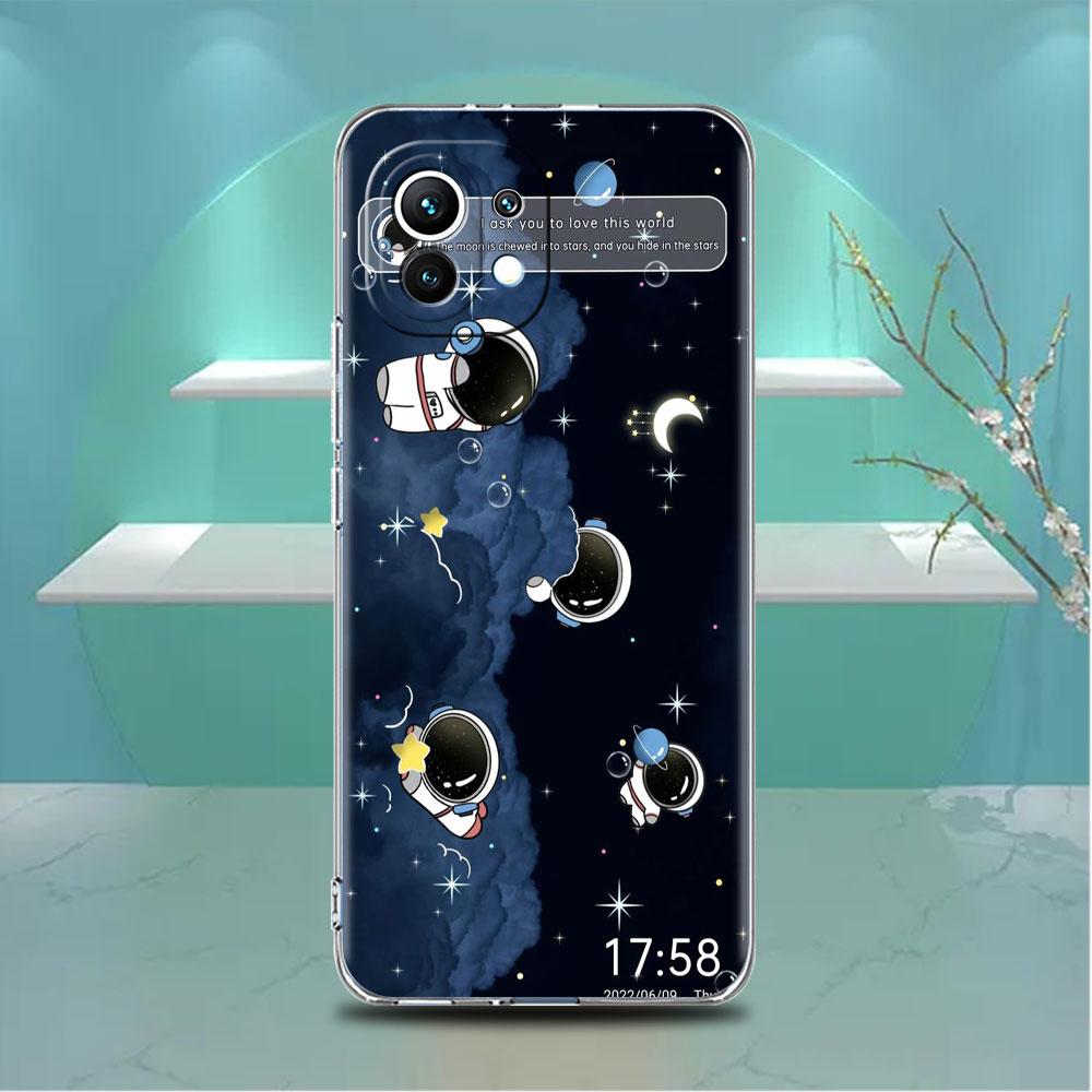 Прозрачный чехол Astronaut Universe для Xiaomi Mi Poco X3 NFC M3 Pro F3 F1 11 Lite 12 Note 10 11T 9T