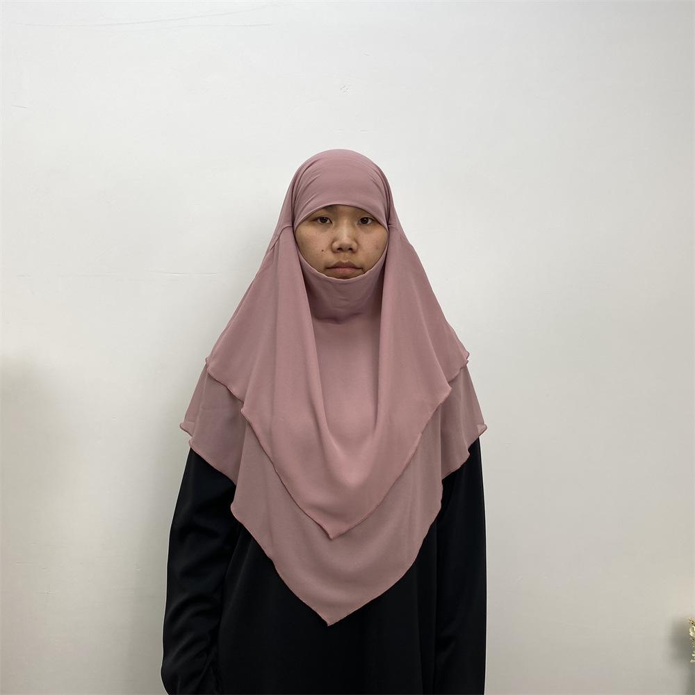 Однотонный двухслойный шифоновый платок на голову — стиль Ближнего Востока, Дубая, Турции. (Большой, 2305)