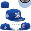 Fully enclosed Blue Jays baseball cap for men and women, embroidered flat-brim non-adjustable sun protection hip-hop hat