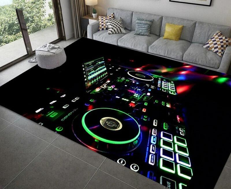 3D DJ Music Screen Keyboard Area Rug Carpet Rug for Living Room Bedroom Sofa Doormat Decoration Kid Play Non-slip Floor Mat Gift