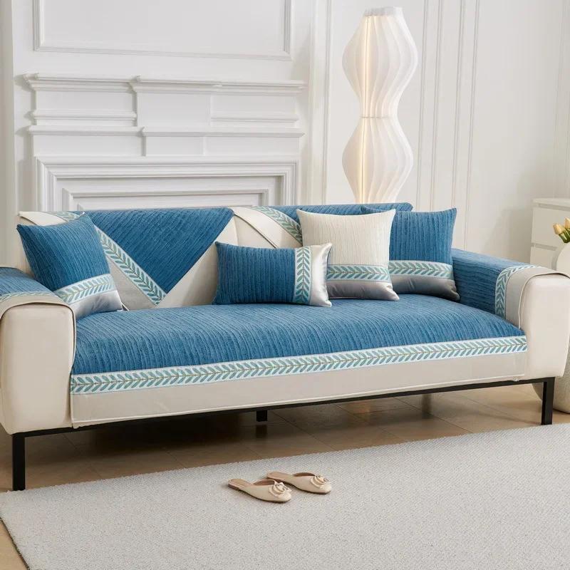 1PC Nordic Chenille Sofa Cushion Mat for Living Room Chaise Longue Sofa Slipcover Non-slip L Shaped Couch Cover Housse De Canapé