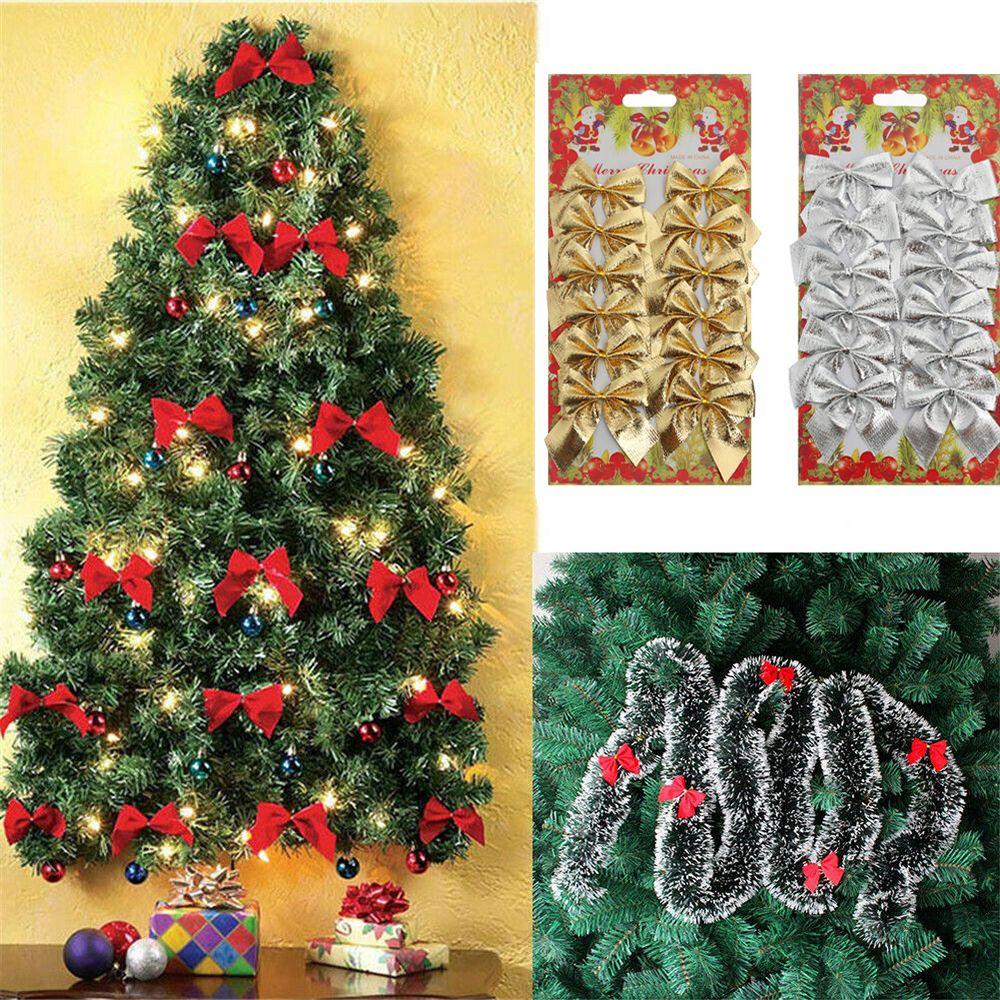 12pcs New Party Decoration Home Decor Christmas Tree Hanging Wedding Supplies Xmas Ornament Bowknot