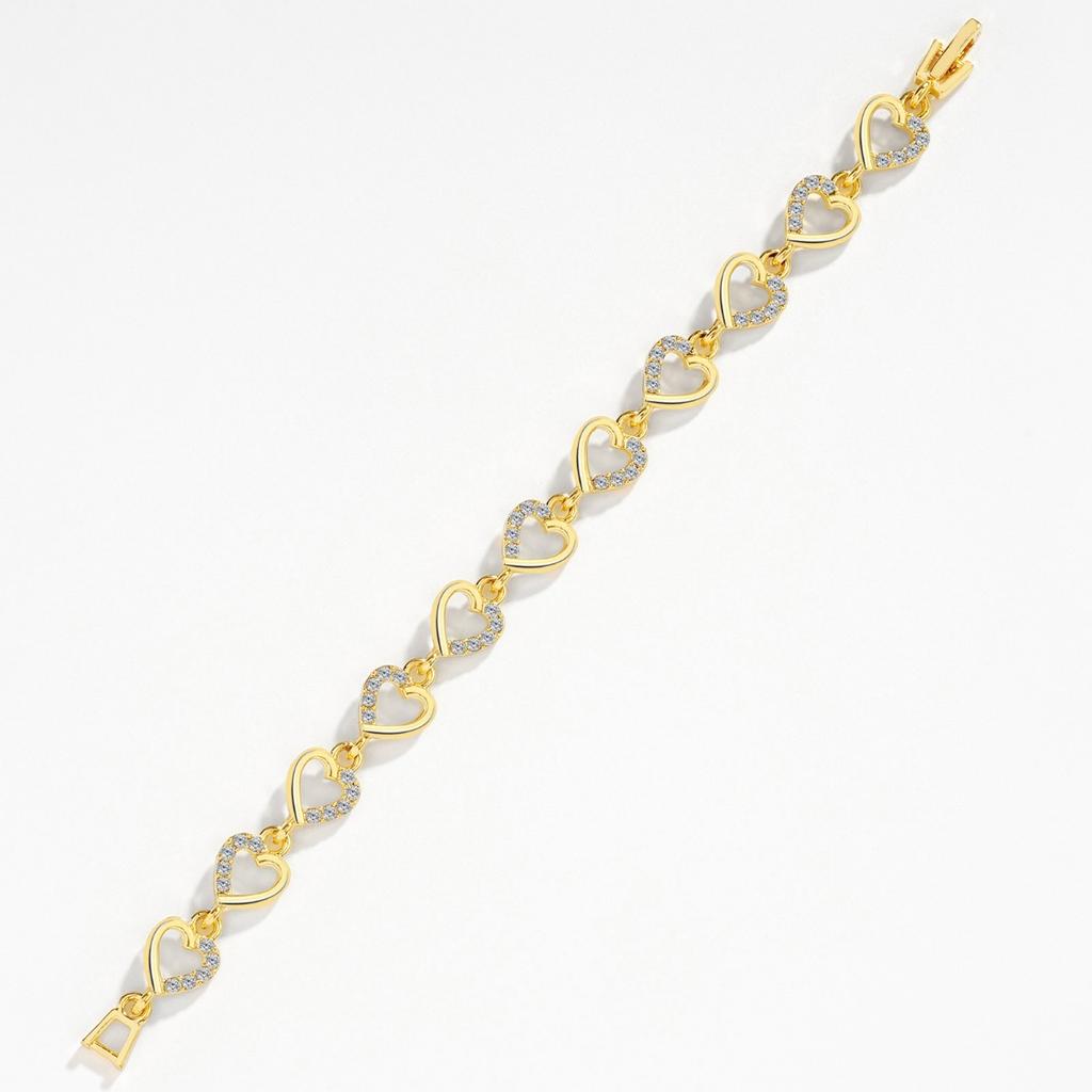 Full Zirconium Peach Heart Bracelet Accessories Show Temperament and All-match Women's Jewelry