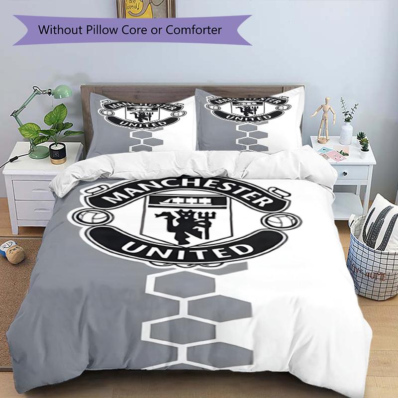 3pcs Duvet Cover Set (1*Duvet Cover + 2*Pillowcase, Without Core),Football team Print Bedding Set, Bedroom Decor, All‑Season, Birthday Gift