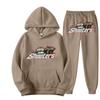 Mens Hooded Streetwear Tracksuit Set - Black Red Tiger Print Long Sleeve Top Jogger Pants Thick Casual Outfit