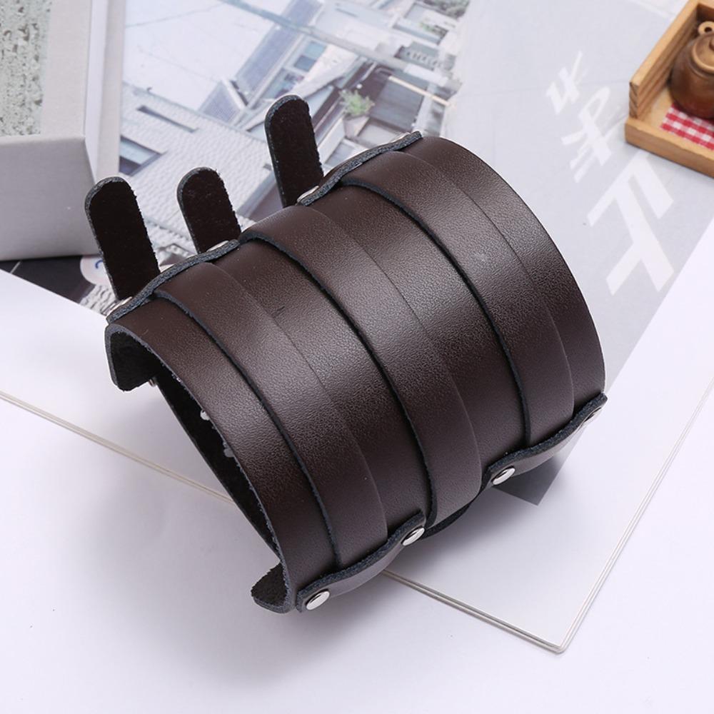 Мужской широкий кожаный браслет в стиле панк из коровьей кожи, модный мотоциклетный браслет