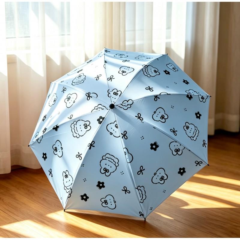 Automatic Manual Folding Umbrella Sun Rain Protection UPF50 Black Coating Cartoon Design 8-Rib Lightweight Adult