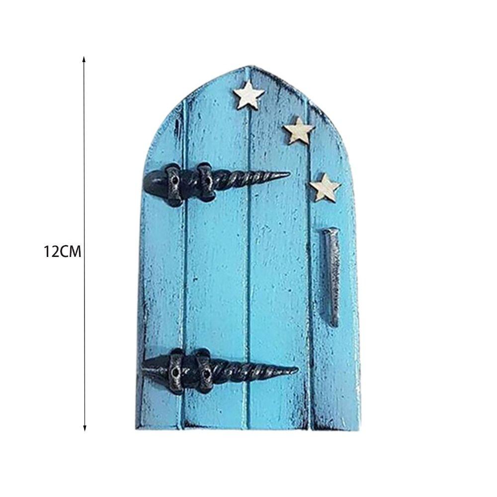 Lawn Ornament Miniature Wooden Door Engraved Design Windows Door Figurines Fairy Door Miniature