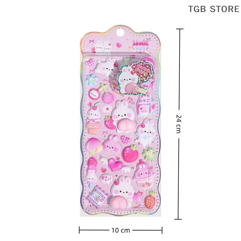 DIY Stereoscopic Animals Relieve Stress Stickers Lovely Cartoon Foam 3D Fart Peach Stereo Sticker Kawaii Decor Stickers