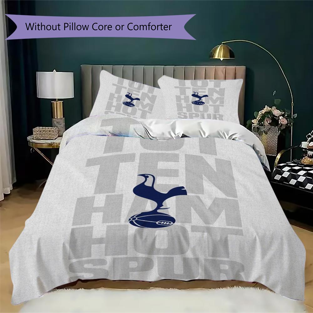Tottenham Hotspur FC Pattern Bedding,Quilt Set Quilt Cover Pillowcase Home Birthday Gift(1 * duvet cover + 2 * pillowcase, without core)_lx