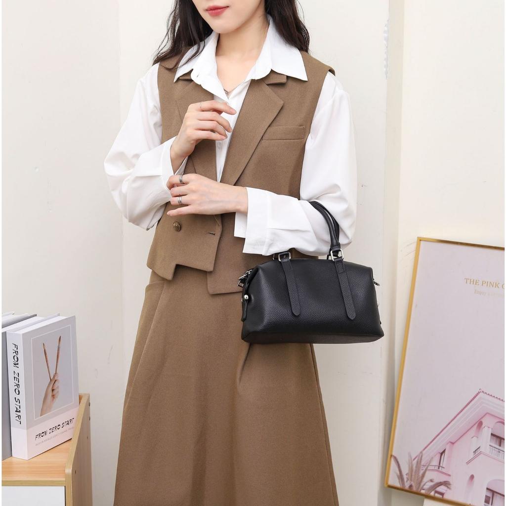 Сумка из коровьей кожи через плечо, сумка-кроссбоди, сумка-ракушка, популярная модная нишевая женская практичная мягкая сумка на одно плечо