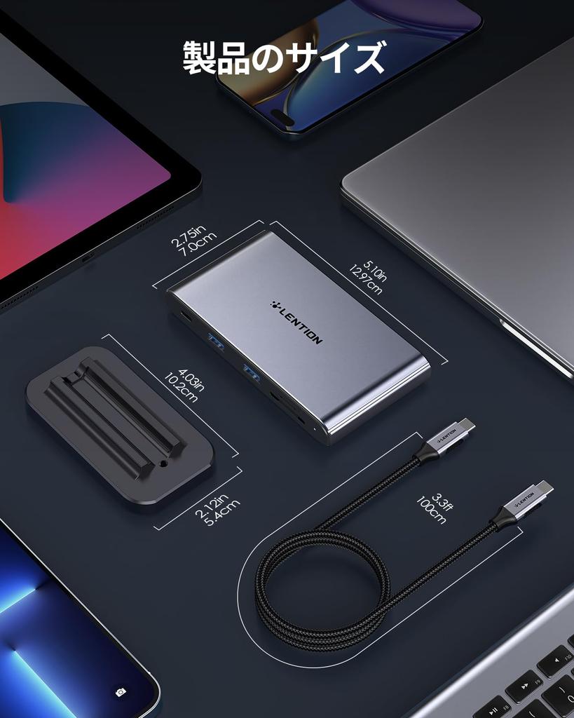 LENTION Vertical USB C Docking Station 10in1 4K HDMI Micro Card Reader 100W PD Compatible Type C Hub Type C 2 Ports CB-D62 USB3.0 SD/SD (Space Gray)