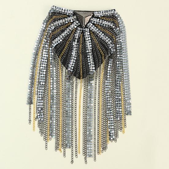 Shoulder Epaulet Long Tassels Metal Sequins Rhinestone DIY Elegant Men Women Shoulder Board Badge Brooch Business Suit Accessories