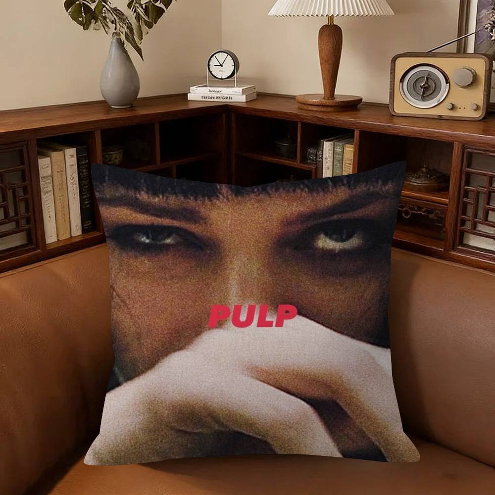 Movie Pulp Fiction Pillow Covers Cartoon Sofa Decorative Home Double-Sided Printing Short Plush Cute Cushion Cover