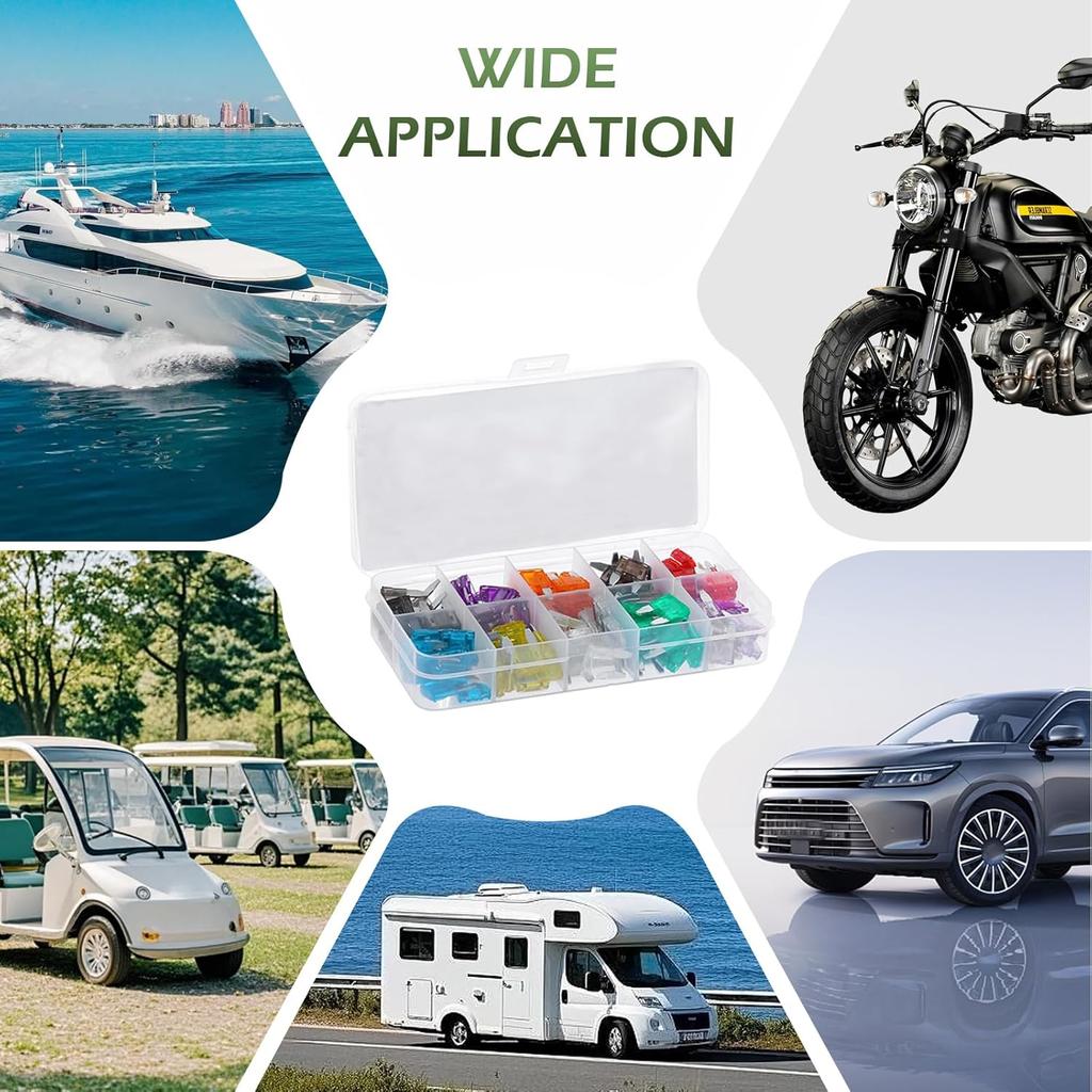 120PCS Car Fuses Assortment Kit, Mini Fuses Automotive Kit, For Auto, Sedan, RV, Motorcycle (2A/3A/5A/7.5A/10A/15A/20A/25A/30A/35A)