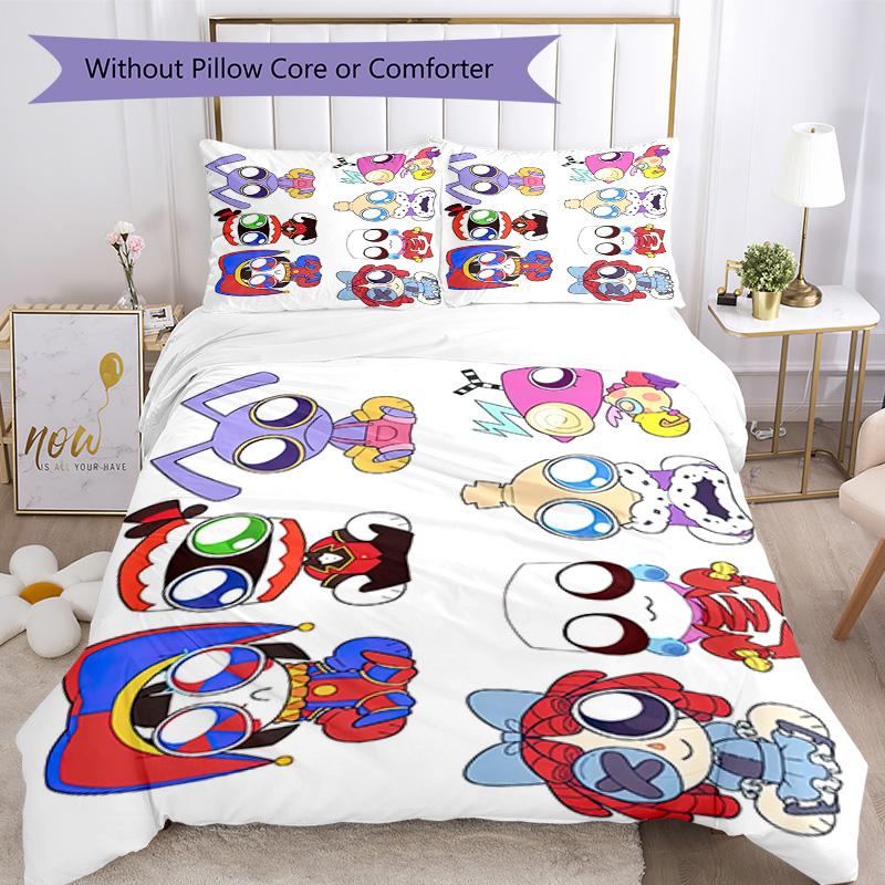 Digital Circus Bedding Set Breathable Duvet Cover with Pillowcases Decorative Bed Linen for Bedroom Home Decoration Birthday Gift