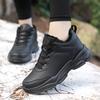 Модные осенне-зимние кожаные кроссовки черные повседневные туфли женские нескользящие на шнуровке 2025 модные удобные водонепроницаемые спортивные туфли