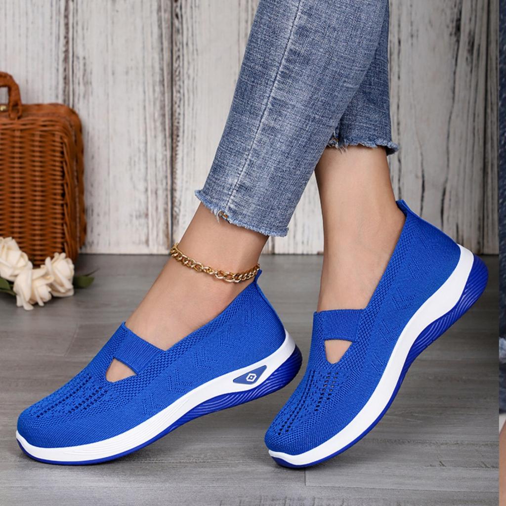 Women's Casual Shoes with One Foot, Plus Size Women's Shoes, Single Shoes, Fly Woven Breathable Cloth Shoes