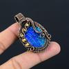 Beautiful Blue Australian Triplet Opal Gemstone Pure Copper Wire Wrapped Handmade Pendant Jewelry