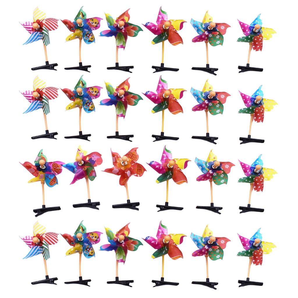 Pack of 24 Pinwheel Hair Clip Colorful Windmill Hairpins Fun Hair Barrette Women Headwear Elegant Hair Pin Accessories
