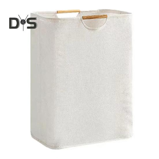 Корзина для белья с бамбуковой ручкой, складная конструкция, большая вместимость, водонепроницаемая тканевая корзина для белья