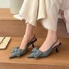 Striped Bow Design High Heels Women Sexy Pointed Toe Slingbacks Heeled Sandals Summer Comfort Elegant Women Pumps Office Shoes