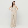[Same as in the mall] Fashionable workwear style high waist hanging wide leg pants Spring and Autumn style simple basic linen casual pants