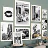 Wall Art Canvas Painting Black White New York Brooklyn Bridge Vintage Car Girl Living Room Decor Posters And Prints Wall Picture