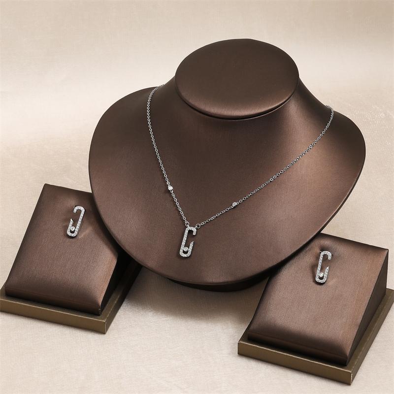 Изысканные овальные подвески с подвесками для женщин, модные серьги-скрепки с кубическим цирконием, ожерелье, ювелирные изделия, подарки для девочек на вечеринку