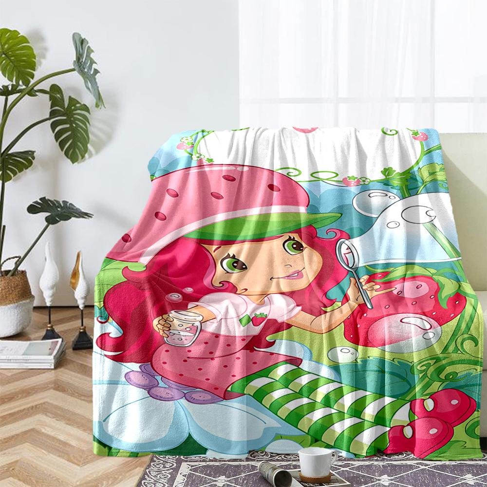 Strawberry Shortcake Theme Printed Blanket - Perfect for Couch, Bed, Travel & Outdoor Use | Machine Washable, Cozy & Durable.