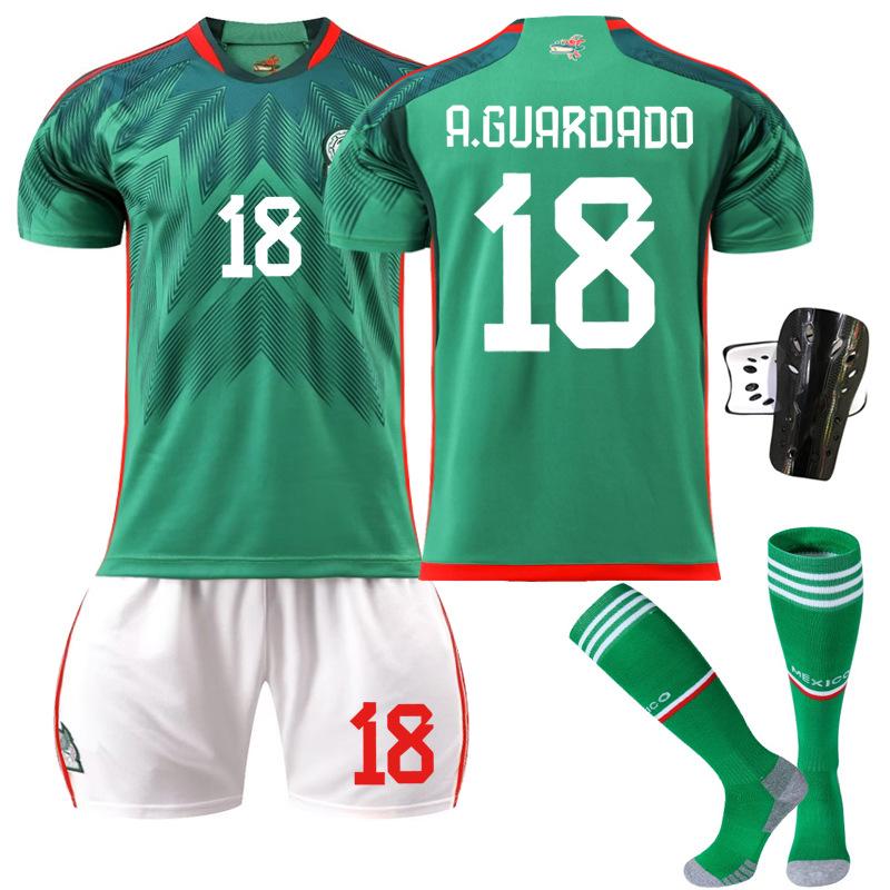 Mexico Football Jersey No. 14 Home 16 Green 9 Raul 22 Lozeno Set Socks Short Sleeves