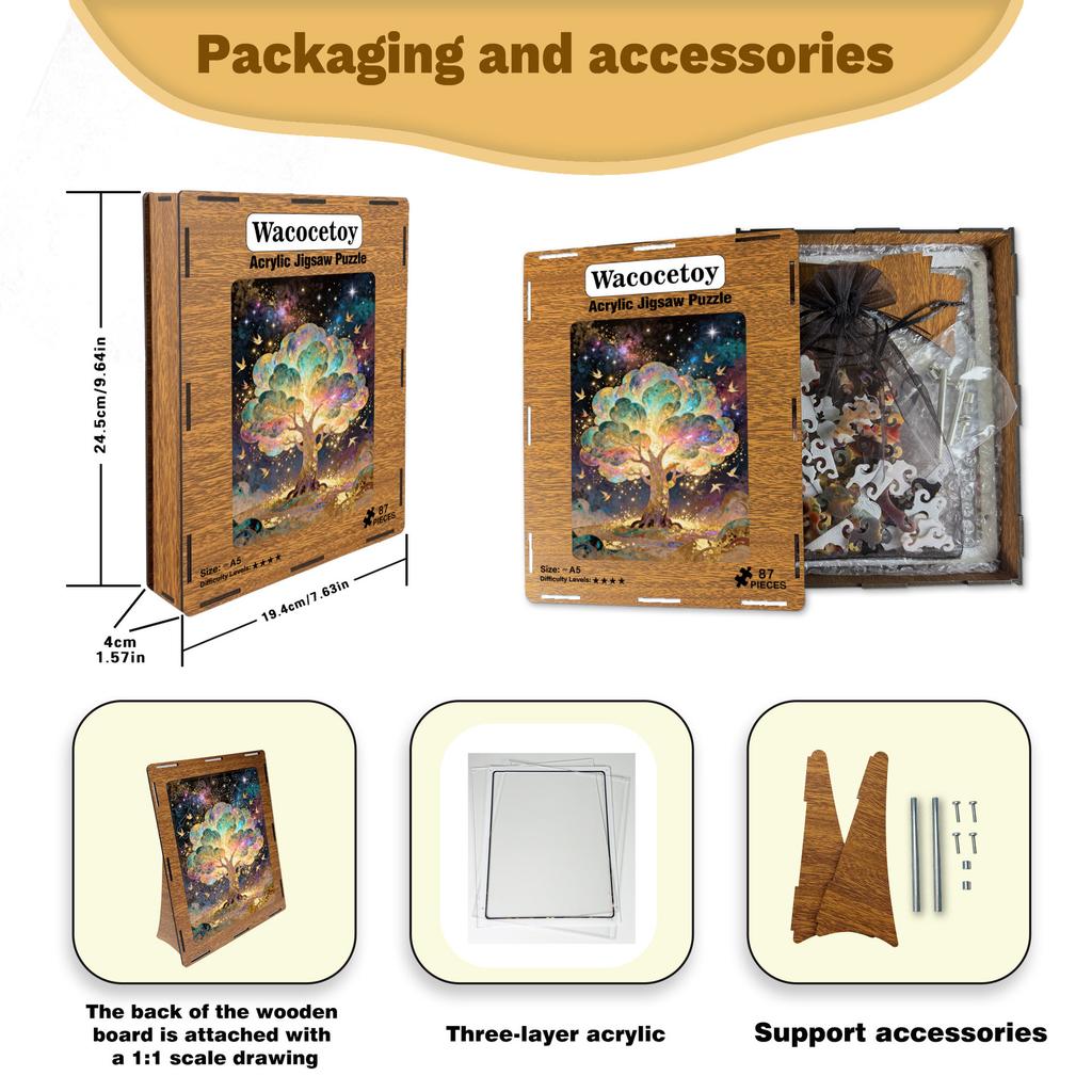 Starry Sky Fortune Tree Puzzle Decorative Ornament High-End Light Transmission Acrylic Puzzle