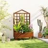 Garden Planters With Trellis For Vine Climbing Distressed Wooden Raised Beds 90x43x150cm Brown