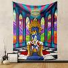 "Blue Character King on Royal Throne" Patterned tapestry home decor, suitable for bedroom and living room, gift