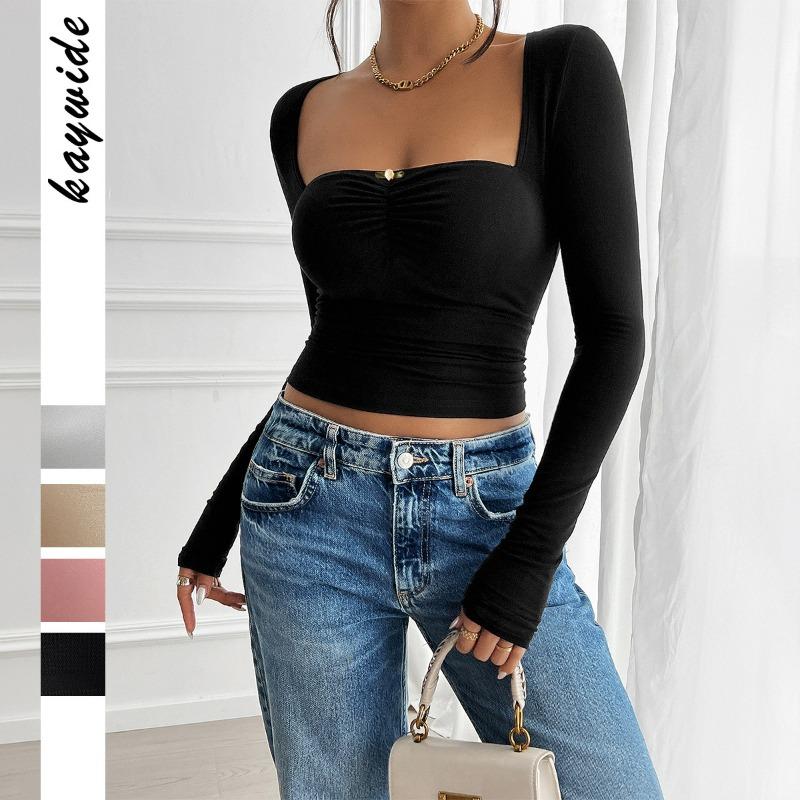 Женский спортивный топ с квадратным вырезом и запахом на весну и лето