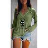 Fashion Cartoon Cat 3D Printed Women's V-neck Long Sleeved T-shirt