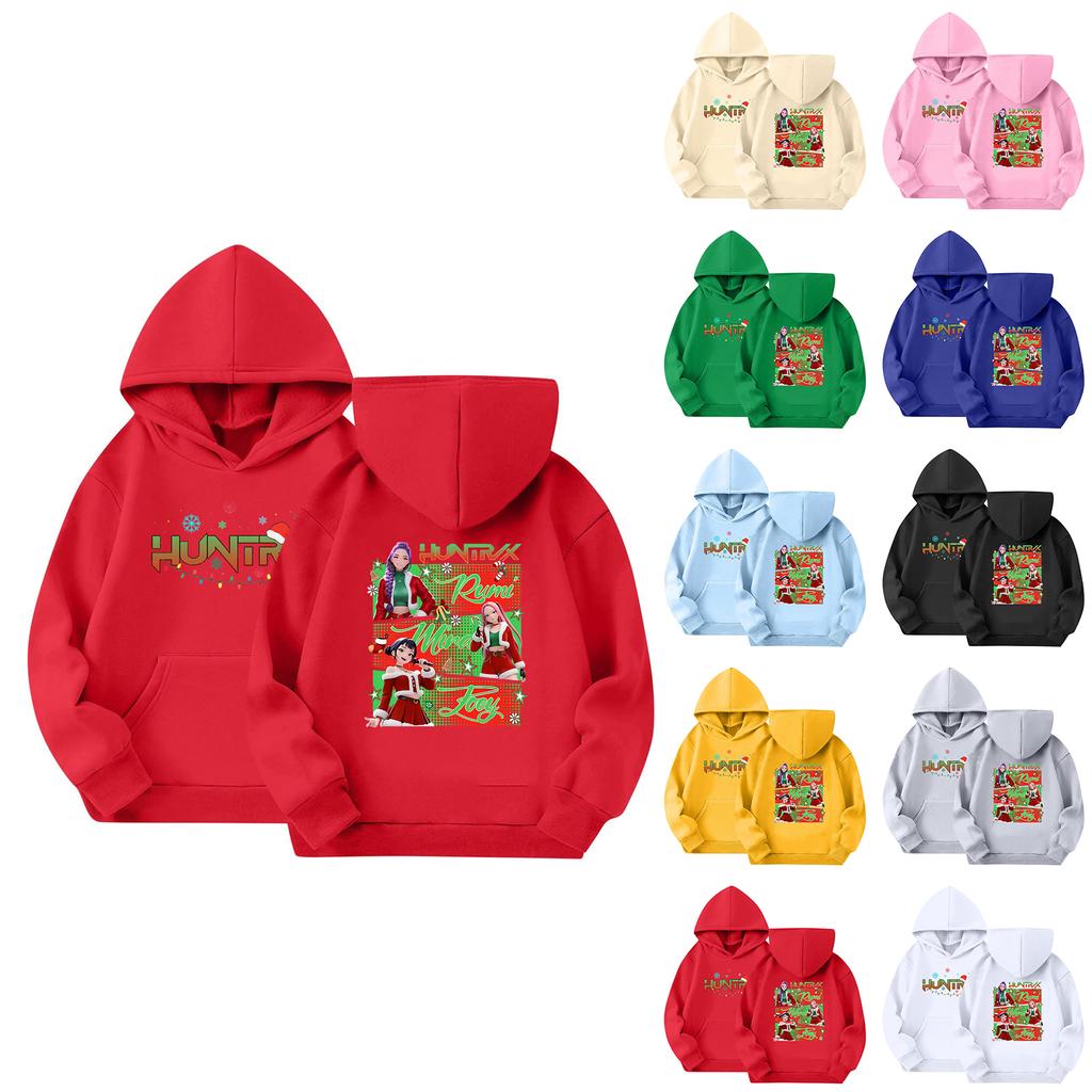 Kids' Long Sleeve Loose Pullover Letter Print Drawstring Hooded Sweatshirt